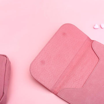 Custom leather laptop sleeve in pink