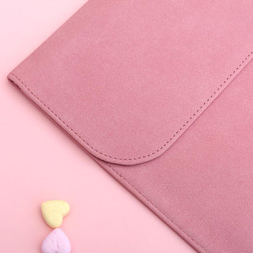 Custom leather laptop sleeve close up
