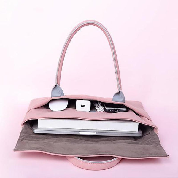 Vegan Leather Waterproof Laptop Bag, Pink, Blue or Gray