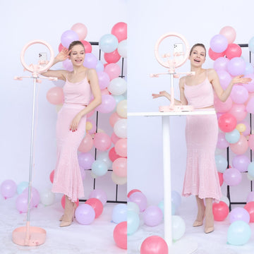 Content Creator With Pink Rechargeable Ring Light by Multitasky