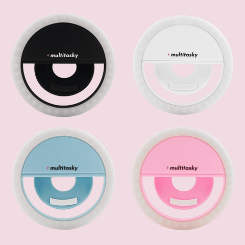 Multitasky Clip-On Mini Phone Selfie Ring Light Cream White