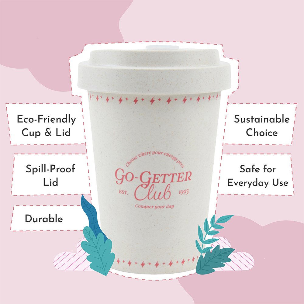 Go - Getter Club 16 oz. Eco - Friendly Coffee Cup - Recycled Coffee Grounds - Multitasky