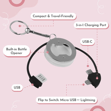 Go - Getter Club 3 - in - 1 Multifunctional USB Charging Cable / Bottle Opener - Multitasky