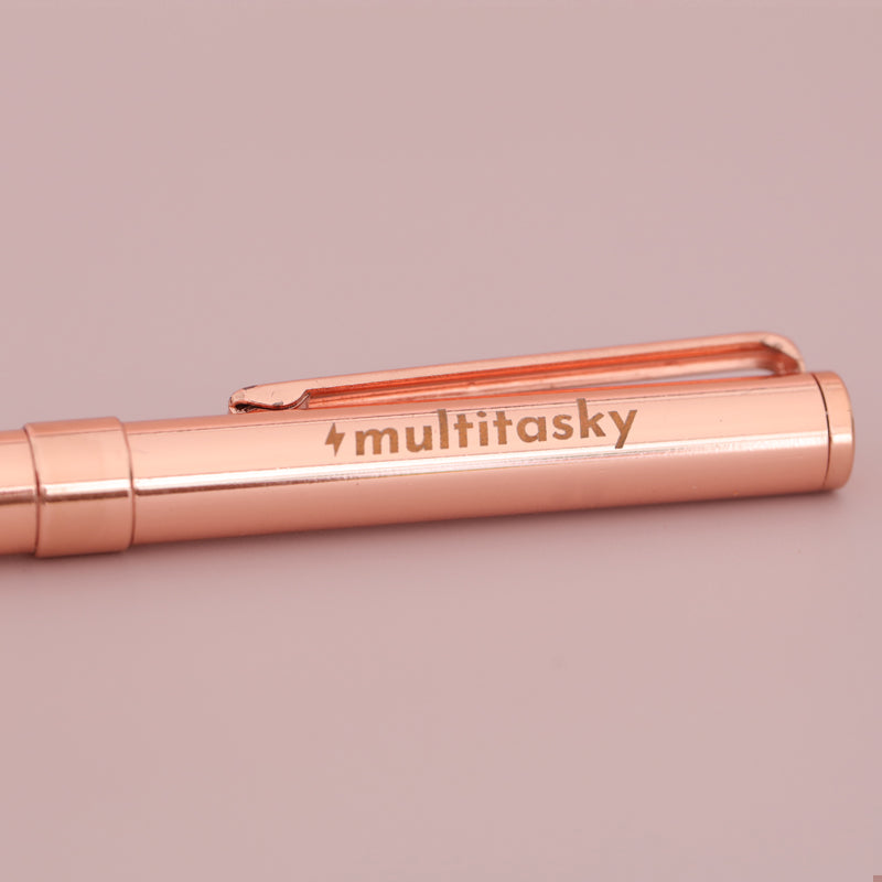 multitasky minimalist metallic ink pen rose gold
