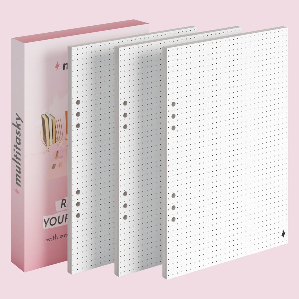 A5/A6 Notebook Paper Refill 3-Pack: Line, Dot, Grid, To-Do / Sticky Note Ruler Insert - Multitasky