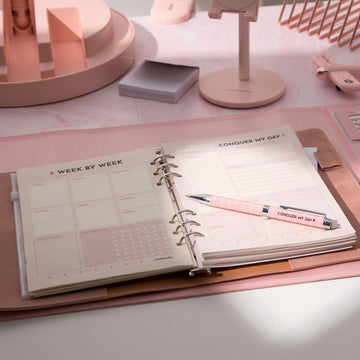 Conquer My Day Journal Writing Set (1-Year Supply + Gift Pen + Sticky Notes) - Multitasky