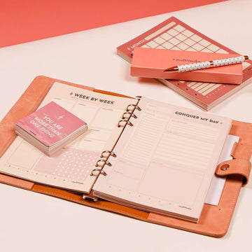 Conquer My Day Journal Writing Set (1-Year Supply + Gift Pen + Sticky Notes) - Multitasky