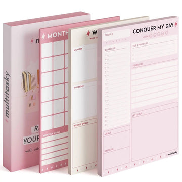 Conquer My Day Journal Writing Set (1-Year Supply + Gift Pen + Sticky Notes) - Multitasky