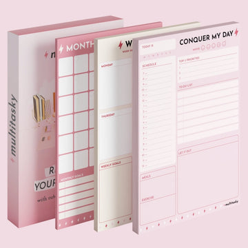 Conquer My Day Planner Sheets (Daily, Weekly & Monthly - A5 Planner Refills, Loose Leaf, 6-Month Supply) - Multitasky