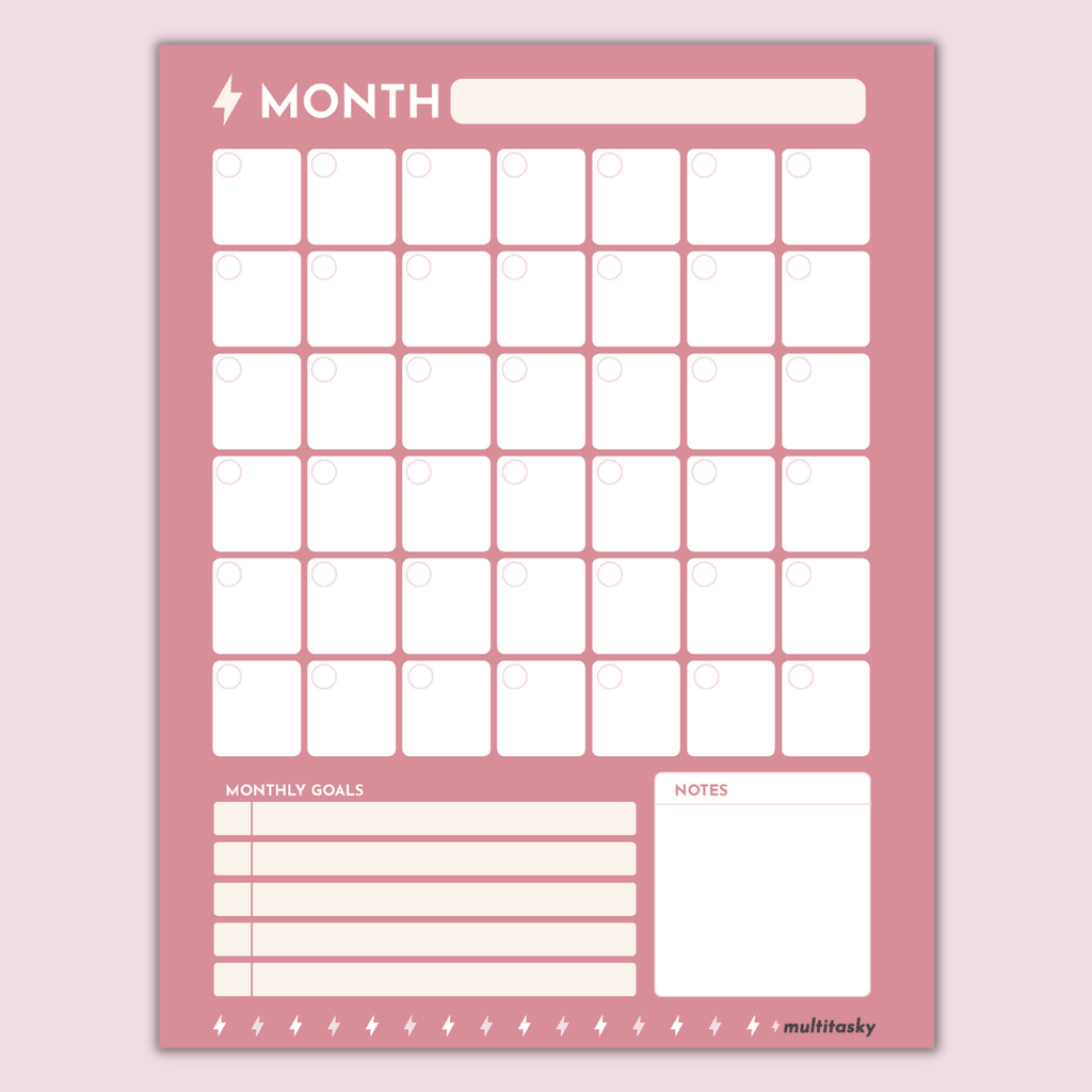 Month Planner Page - A5 Planner Refills - Multitasky