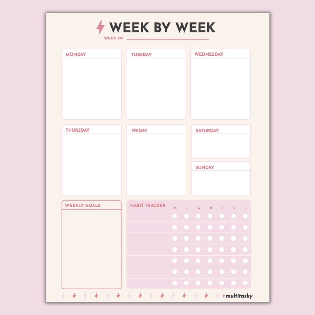 Week Planner Page - A5 Planner Refills - Multitasky
