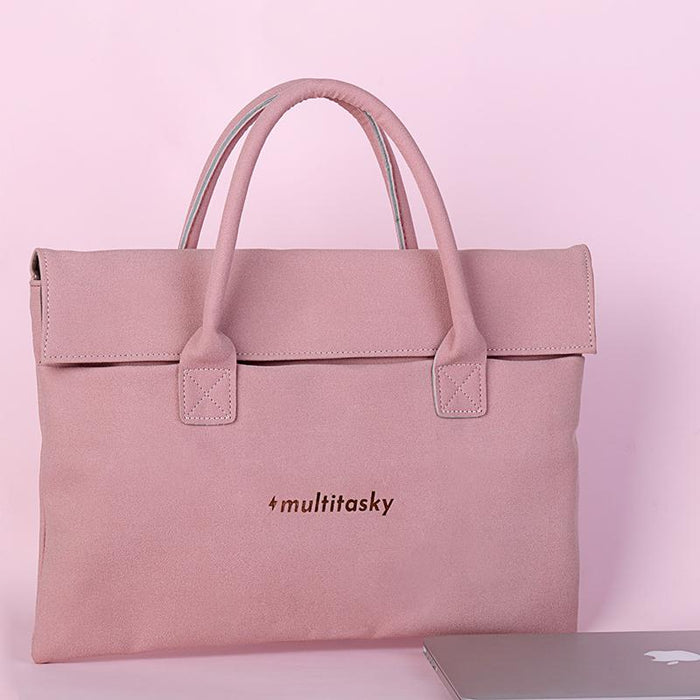 Vegan Leather Waterproof Laptop Bag Pink, Blue or Gray Multitasky