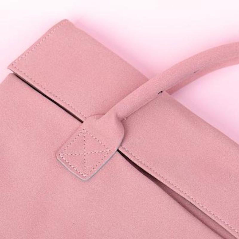 pink vegan laptop bag stitches