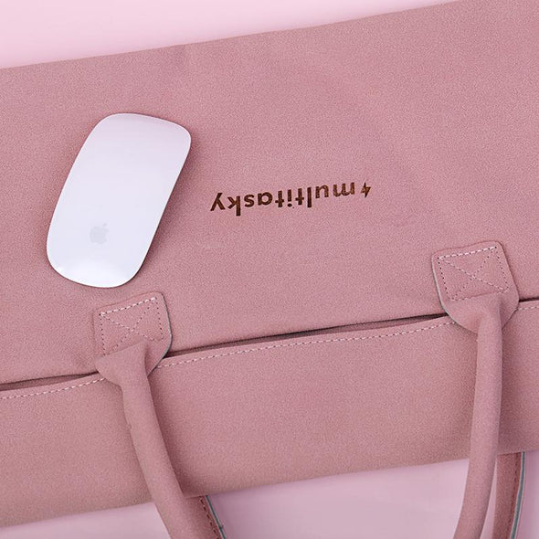Vegan Leather Waterproof Laptop Bag Pink, Blue or Gray Multitasky
