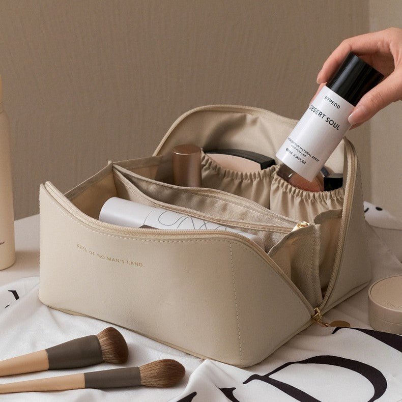 Makeup Bag Travel Organizer, Large Leather Cosmetic Organizer