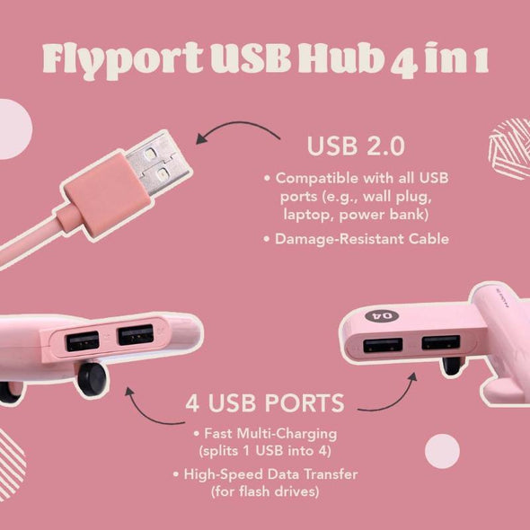 Flyport Cute USB Hub | Plane-Shaped | 4 in 1 | Multitasky