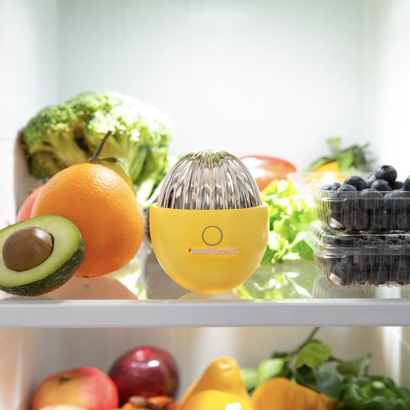 Ozone odor eliminator egg (Ozone Generator) for fridge in yellow with vegetable