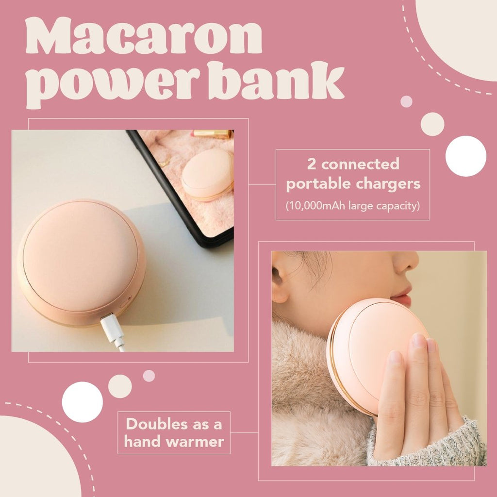 Macaron Cute Power Bank -Doubles as Hand Warmer with Mirror - Multitasky