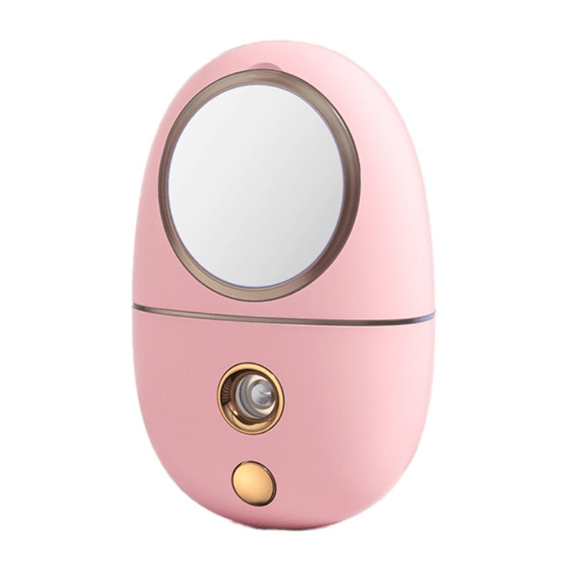 Mini Portable Nano Facial Mist Sprayer With Mirror in Pink - Multitasky
