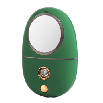 Mini Portable Nano Facial Mist Sprayer With Mirror in Green - Multitasky