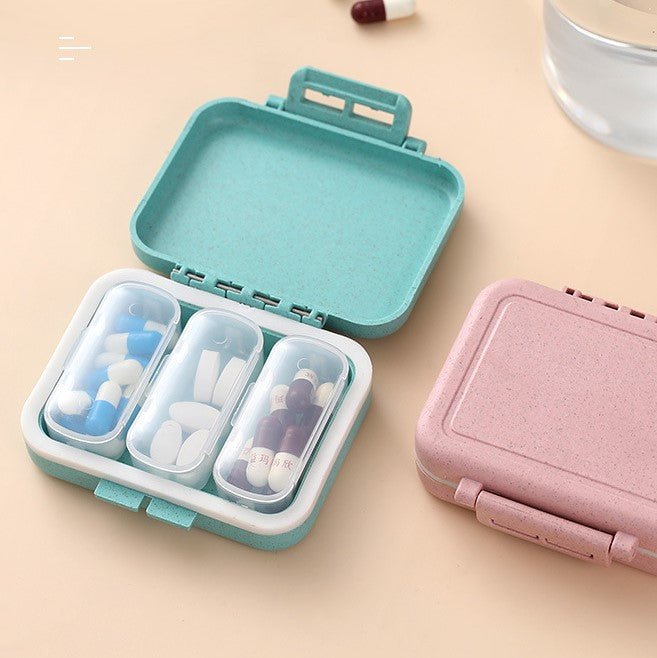 Travel Pill Box Organizer in Blue and Pink - Multitasky