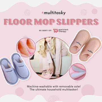 Multitasking Floor Mop Slippers with Removable Sole - Multitasky