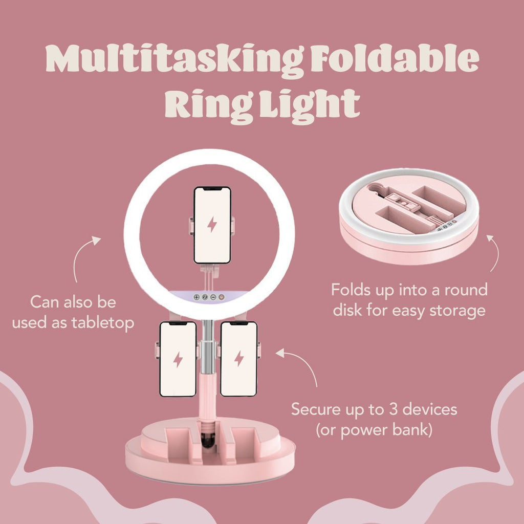 Multitasking Foldable Ring Light (3 Phone Holders) - Multitasky