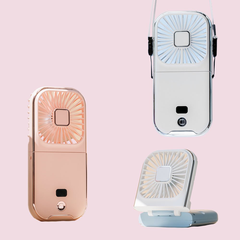 Portable Personal Fan With Power Bank, Phone Stand, And Display Screen