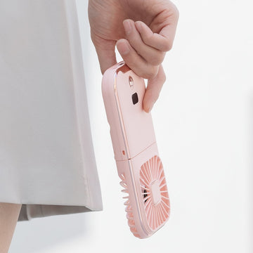 Portable Personal Fan + Power Bank + Phone Stand PRO (with Display Screen) in Pink - Multitasky