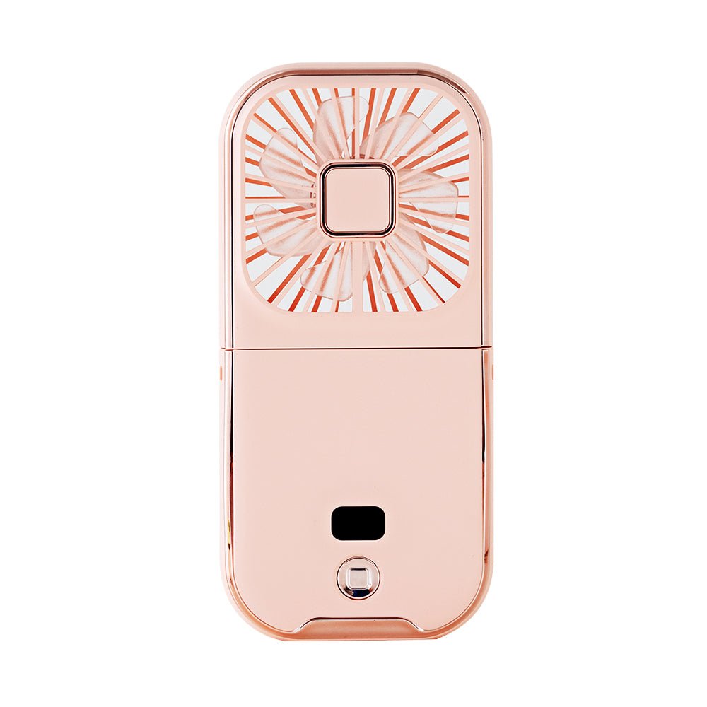 Pink Portable Personal Fan, Power Bank, and Phone Stand With Display Screen - Multitasky