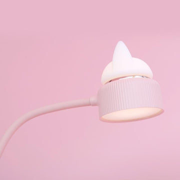 Pink lamp clip that bends with cat ears on top