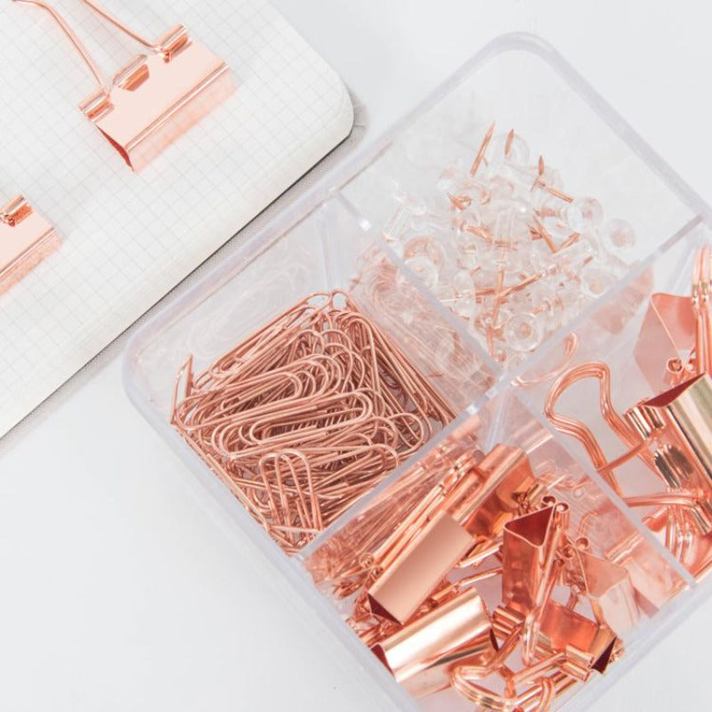 Push Pins Binder Clips Paper Clips Map Tacks Sets, 5 Styles 396 Pcs Rose  Gold Pack for Office, School and Home Supplies (Pin and Clips) : :  Office Products