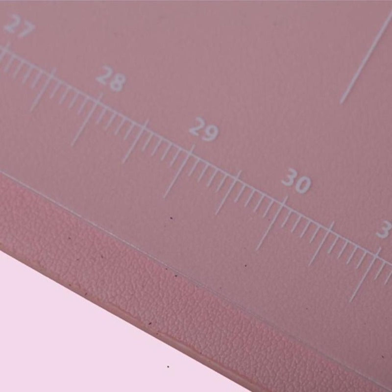 Pink desk pad organizer with ruler