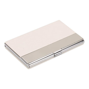 Vegan leather business card case with metal clasp in white - Multitasky