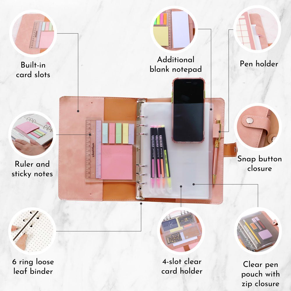 Vegan Leather Organizational Notebook/Journal A5/A6 (3 Paper