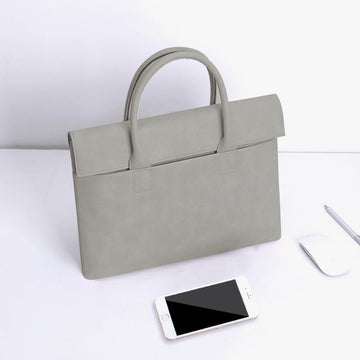 Customizable Vegan Leather Multi-functional Laptop Bag - Warm Gray